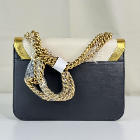 Gucci Black Leather Pearly Peony Chain Shoulder Bag - Picture 4 of 9
